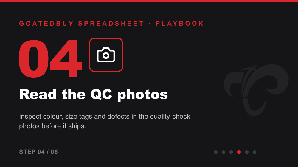 GoatedBuy Spreadsheet step 04: Zoom into QC